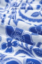 Blue Flower Print Puff Sleeve Ruffle Mini Dress - Image 14