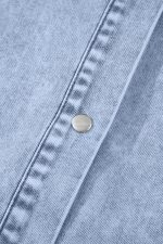 Beau Blue Ruffle Sleeve Button Down A-line Mini Denim Dress - Image 8