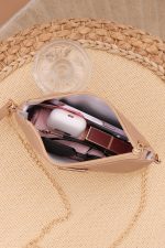 Light French Beige Woven Chain Shoulder Bag - Image 4