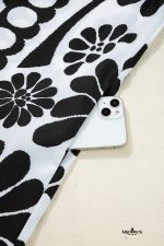 Black Abstract Print V Neck Puff Sleeve Mini Dress - Image 8