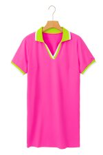 Rose Red Pop of Color Neckline T-shirt Dress - Image 9