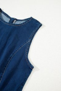 Dirty Blue Zipped Bodycon Sleeveless Denim Mini Dress - Image 11
