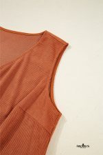 Gold Flame Corduroy Embroidered Patch Pocket Sleeveless Mini Dress - Image 8