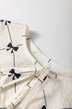 White Sweet Bow Print Lantern Sleeve Mini Dress - Image 12