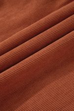 Gold Flame Light Snap Button Empire Waist Lantern Sleeve Corduroy Dress - Image 9