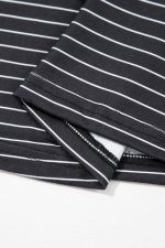 Black Stripe Ruffle Short Sleeve T Shirt Mini Dress - Image 11