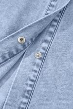 Beau Blue Ruffle Sleeve Button Down A-line Mini Denim Dress - Image 12