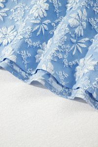 Sky Blue Floal Jacquard Elegant Mini Dress - Image 12