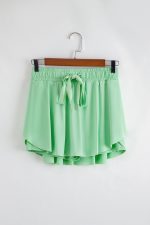 Light Green Drawstring High Waist Lined Tennis Skort - Image 6
