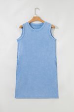 Beau Blue Mineral Wash Pocket Tank Mini Dress - Image 4