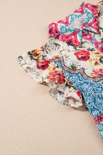Rose Floral Ethnic Print Ruffle Mini Dress - Image 11