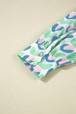 Green Floral Print Scallop Trim Pocket Mini Dress - Image 8