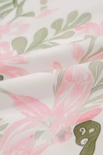 Pink Floral Contrast Edge Ruffle Sleeve Tie Neck Mini Dress - Image 16