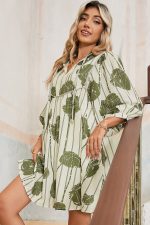 Guacamole Green Abstract Print Striped V-Neck Mini Dress - Image 6