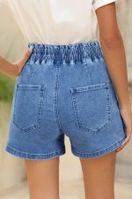 Ashleigh Blue Drawstring High Waist Casual Denim Shorts - Image 2