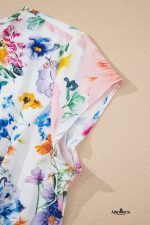 Sky Blue Vibrant Floral Print Cap Sleeve Mini Dress - Image 9