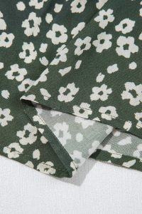 Green Boho Floral Print V Neck Knot Waist Sleeveless Dress - Image 13