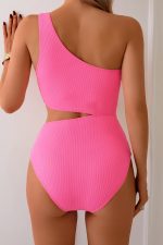 Multicolour Color Block One Shoulder One-piece Swimwear - Image 2