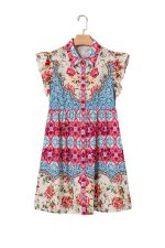 Rose Floral Ethnic Print Ruffle Mini Dress - Image 14