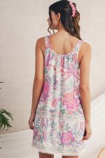 Multicolour Boho Floral Tassel Tie U Neck Mini Dress - Image 2