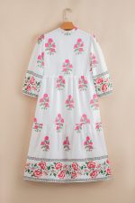 White Floral Print Loose Tiered Maxi Dress - Image 5