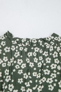 Green Boho Floral Print V Neck Knot Waist Sleeveless Dress - Image 14