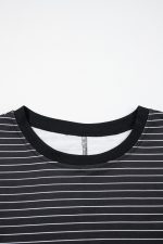 Black Stripe Ruffle Short Sleeve T Shirt Mini Dress - Image 7