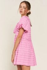 Bonbon Bubble Sleeve Textured Mini Dress - Image 2