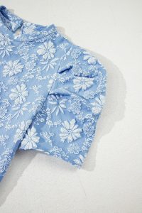 Sky Blue Floal Jacquard Elegant Mini Dress - Image 10