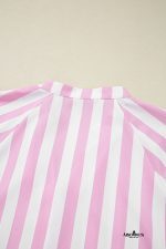 Rose Striped Long Sleeve Buttons Loose Mini Dress - Image 10