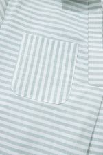 White Stripe Collared V Neck Chest Pocket Long Sleeve Beach Cover up - Image 10