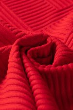 Fiery Red V Neck Puff Sleeve Textured Mini Dress - Image 19