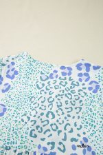 Sky Blue Leopard Bow Front Puff Sleeve Mini Dress - Image 9
