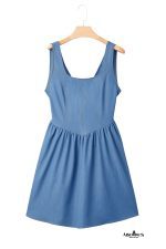 Myosotis Bowknot A-line Sleeveless Mini Dress - Image 10
