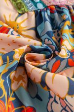 Multicolor Allover Floral Print Tiered Pop of Color Neckline Dress - Image 14