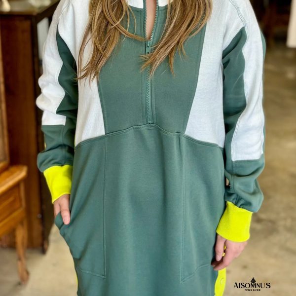 Mist Green Color Block High Waist Sport Dress