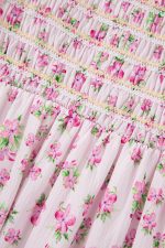 Pink Frill Neckline Shirred Bodice Floral Maxi Dress - Image 8