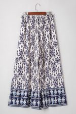 Blue Ethnic Print High Waist Wide Leg Loose Pants - Image 8