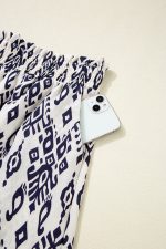 Blue Ethnic Print High Waist Wide Leg Loose Pants - Image 10