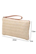 Oatmeal Braided Wrist Strap Zipper Large Capacity Clutch - Image 16