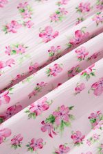 Pink Frill Neckline Shirred Bodice Floral Maxi Dress - Image 11