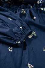 Blue Floral Print Puff Sleeve Babydoll Dress - Image 11