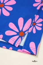 Purple Pop of Color Quarter Zip Collar Drawstring Waist Floral Mini Dress - Image 13