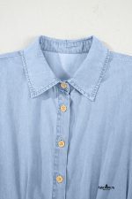Myosotis Pleated High Waist Short Sleeve Shirt Dress - Image 11