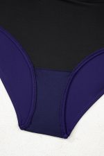 Navy Blue Adjustable Straps Cutout Ruched Knot Slit One Piece Swim Dress - Image 17