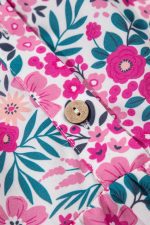 Pink Allover Floral Print Collar Half Button Short Sleeve Loose Dress - Image 9
