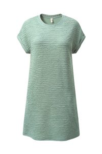 Grass Green Solid Color Textured Crinkle Mini T Shirt Dress - Image 12