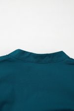 Blue Sapphire Puff Sleeve Pleated Pop of Color Neckline Dress - Image 7