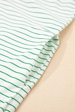 Green Stripe Ruffle Short Sleeve T Shirt Mini Dress - Image 9
