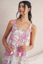 Multicolour Boho Floral Tassel Tie U Neck Mini Dress - Image 8
